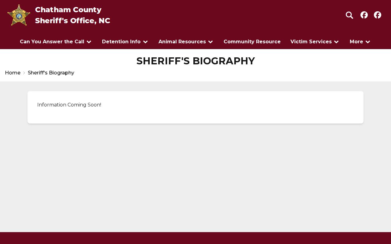 Chatham County Sheriff agency leadership and records context