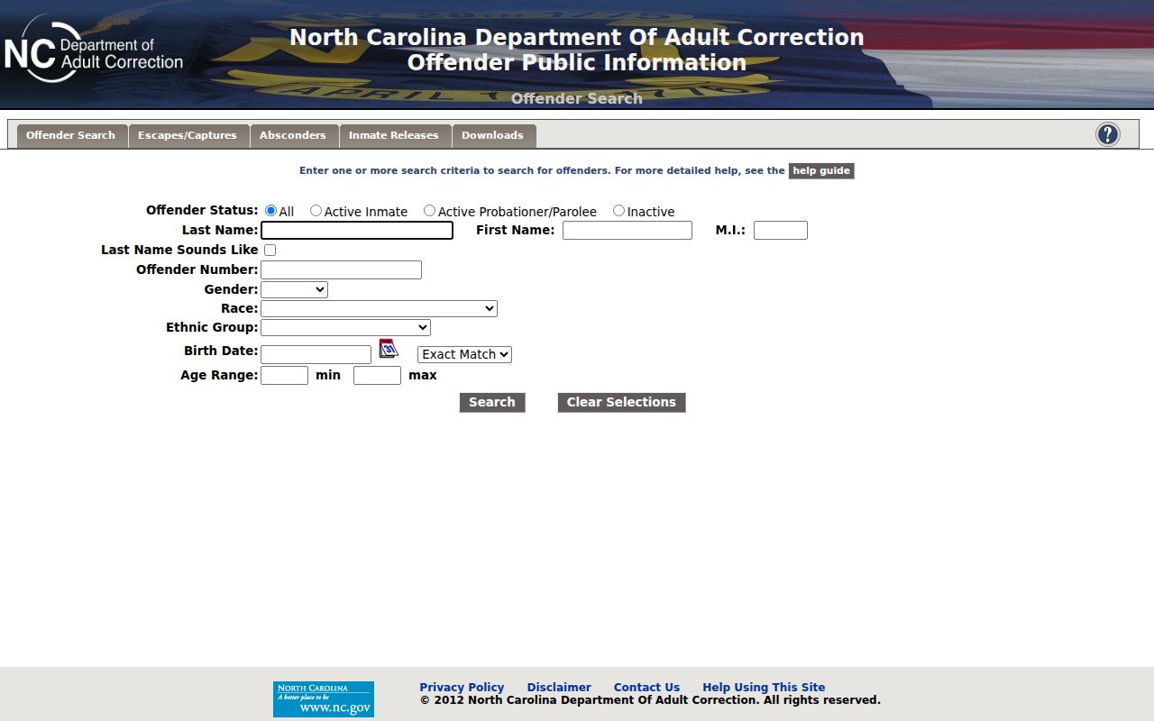 NCDAC offender search for Chatham County criminal records