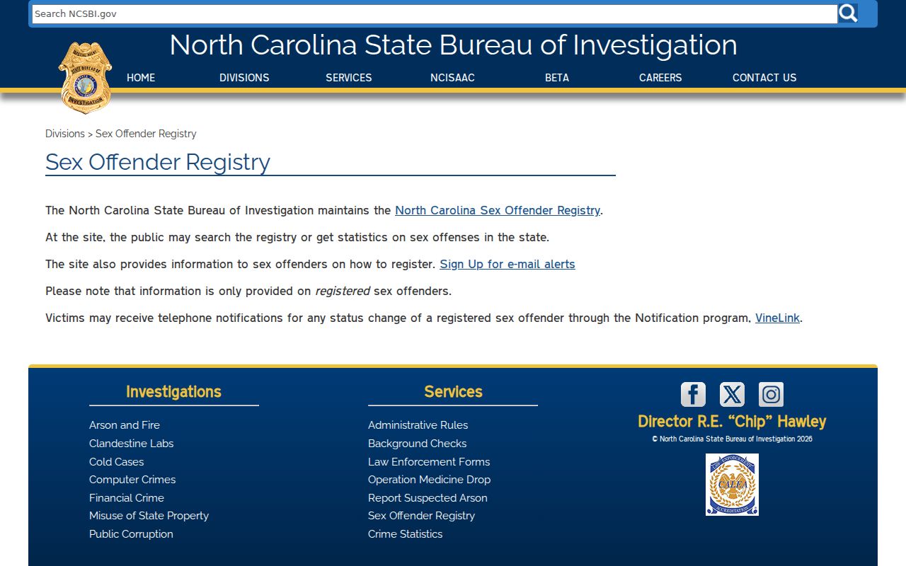 Chatham County sex offender registry program information