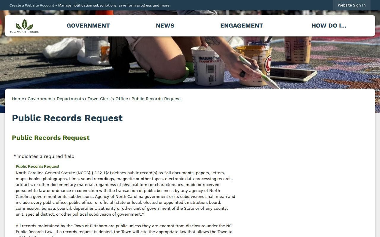 Pittsboro criminal records public request form